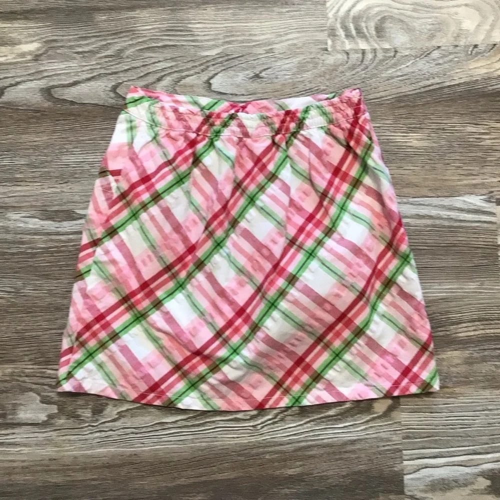 Gymboree Plaid Watermelon Seersucker Skort Pink Green White 9